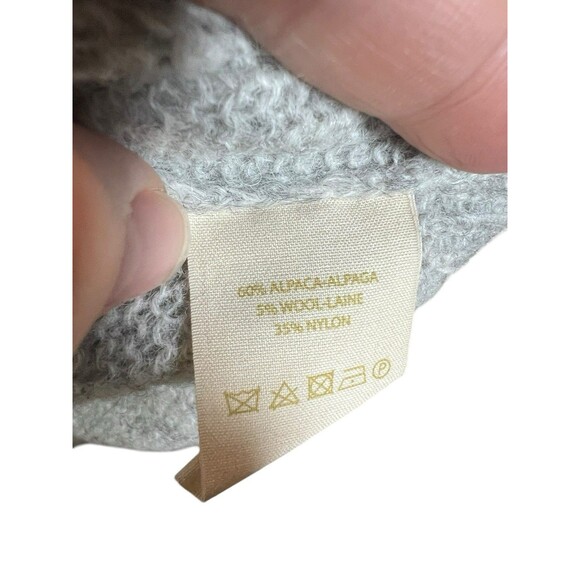 FREE PEOPLE  Alpaca Wool Slouchy Gray Oversized Boho Sweater Lightweight Sz L - Picture 8 of 9